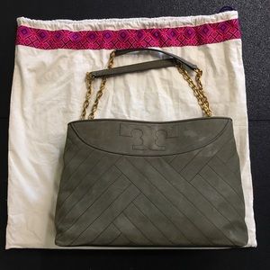 Tory Burch Alexa Slouchy tote green suede